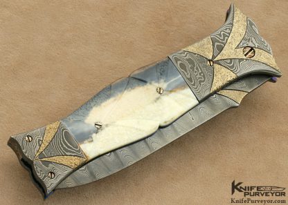 Rick Dunkerley Custom Knife Carved Sole Authorship Damascus Linerlock Auto - Image 4