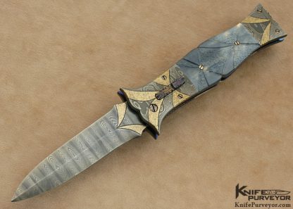 Rick Dunkerley Custom Knife Carved Sole Authorship Damascus Linerlock Auto