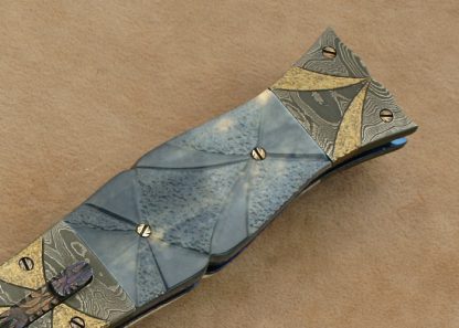 Rick Dunkerley Custom Knife Carved Sole Authorship Damascus Linerlock Auto - Image 3