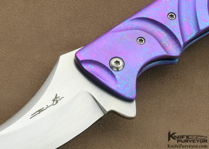 Brian Tighe Custom Knife "Tighe Stick " Timascus Flipper Linerlock - Image 2