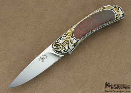 Steve Hoel Custom Knife Dinosaur Bone Lockback Engraved by Julie Warenski