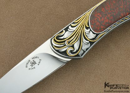 Steve Hoel Custom Knife Dinosaur Bone Lockback Engraved by Julie Warenski - Image 2