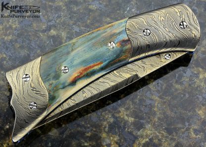 Josh Smith Custom Knife  Blued Sole Authorship Damascus Linerlock - Image 4