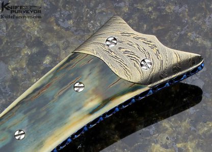 Josh Smith Custom Knife  Blued Sole Authorship Damascus Linerlock - Image 3