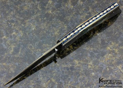 Josh Smith Custom Knife  Blued Sole Authorship Damascus Linerlock - Image 5