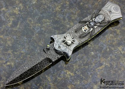 Gail Lunn Custom Knife Carved Damascus D/A Automatic Linerlock Dagger