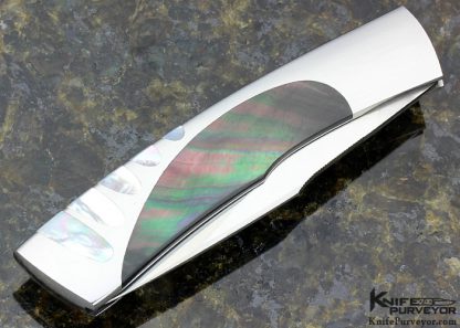 Scott Sawby Custom Knife Mother of Pearl Shell & Black Lip Tahitian Pearl Shell Selflock "Killdeer" - Image 4