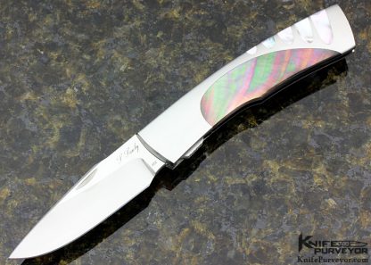 Scott Sawby Custom Knife Mother of Pearl Shell & Black Lip Tahitian Pearl Shell Selflock "Killdeer"