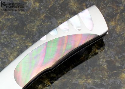 Scott Sawby Custom Knife Mother of Pearl Shell & Black Lip Tahitian Pearl Shell Selflock "Killdeer" - Image 3