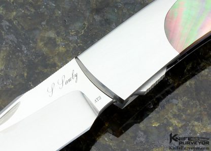 Scott Sawby Custom Knife Mother of Pearl Shell & Black Lip Tahitian Pearl Shell Selflock "Killdeer" - Image 2