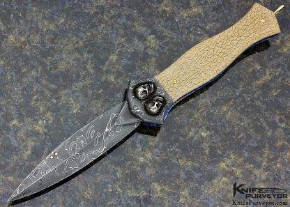 Arthur Whale Custom Knife Damascus  Linerlock