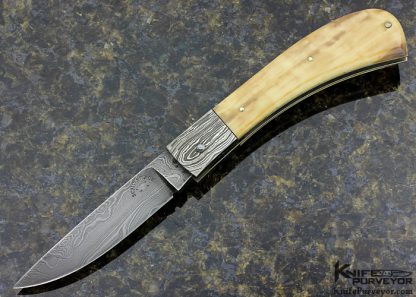 Steve Schwarzer Custom Knife Sole Authorship Damascus Front Lock