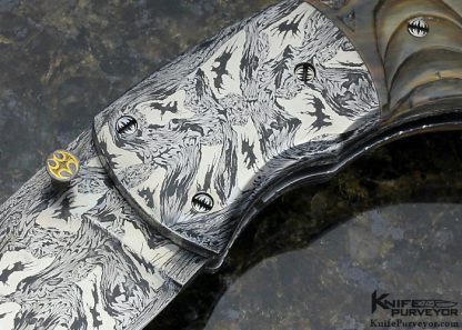 Shane Taylor Custom Knife Sole Authorship Mosaic "Dragons" Damascus Linerlock - Image 2