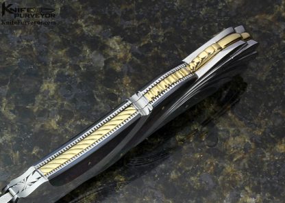 Ken Steigerwalt Custom Knife Fluted Steel & Black Lip Tahitaian Pearl Shell "Sea Breeze" Lockback - Image 6