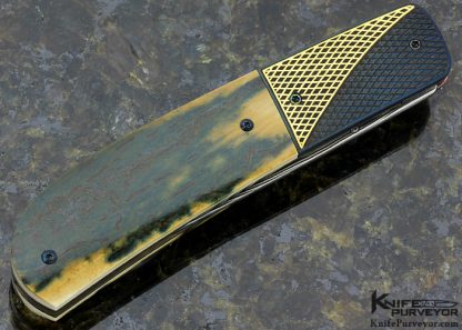 Owen Wood Custom Knife Mammoth Linerlock Engraved by Armin Winkler - Image 4