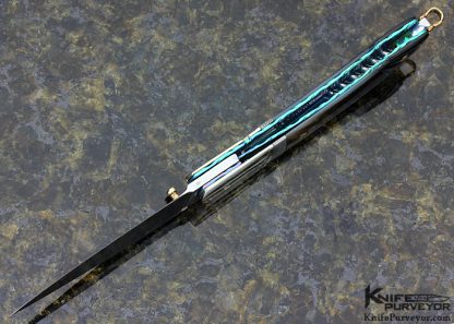 Stephen Olszewski Custom Knife Black Lip Tahitian Pearl, Silver & Damascus Spacer Linerlock - Image 7