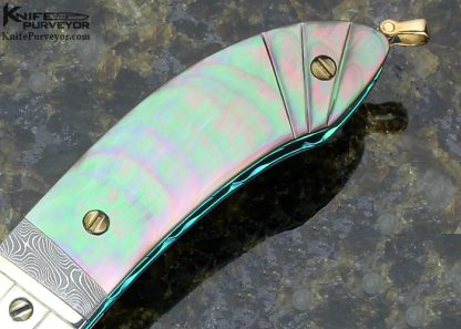 Stephen Olszewski Custom Knife Black Lip Tahitian Pearl, Silver & Damascus Spacer Linerlock - Image 3