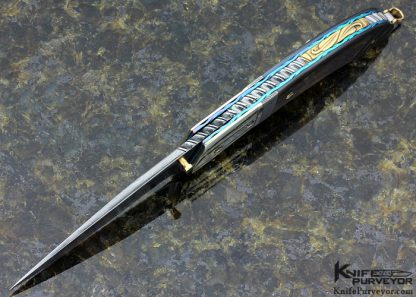 Stephen Olszewski Custom Knife Black Lip Tahitian Pearl, Silver & Damascus Spacer Linerlock - Image 5