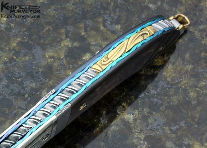 Stephen Olszewski Custom Knife Black Lip Tahitian Pearl, Silver & Damascus Spacer Linerlock - Image 6