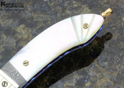 Stephen Olszewski Custom Knife Mother of Pearl, Silver & Damascus Linerlock - Image 3