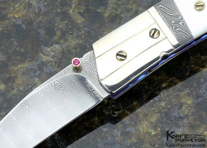 Stephen Olszewski Custom Knife Mother of Pearl, Silver & Damascus Linerlock - Image 2