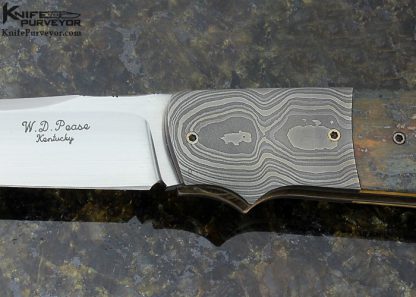 W.D. Pease Custom Knife Blued Damascus Lockback - Image 2