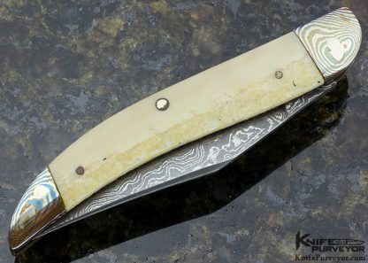 Chuck Hawes Custom Knife Damascus, Mokume Slip Joint - Image 4