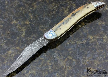 Chuck Hawes Custom Knife Damascus, Mokume Slip Joint