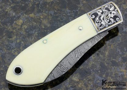 Jerry Fisk Custom Knife Sole Authorship Engraved & Damascus Slip Joint - Image 3