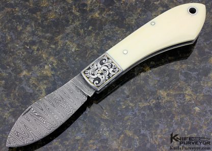 Jerry Fisk Custom Knife Sole Authorship Engraved & Damascus Slip Joint