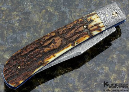 Don Hanson III Custom Knife Sole Authorship Damascus & Outer Bark Mammoth Slipjoint - Image 3