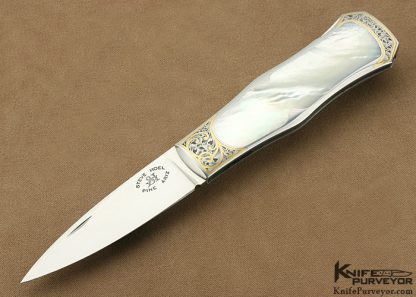 Steve Hoel Custom Knife Mother of Pearl Shell Interframe Coke Bottle Lockback Dagger