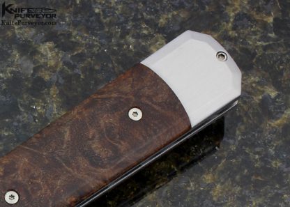 Protech Custom Knife "Godfather 2008 #16" Damascus & Ironwood Button Lock Auto Dagger - Image 3