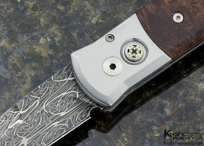 Protech Custom Knife "Godfather 2008 #16" Damascus & Ironwood Button Lock Auto Dagger - Image 2