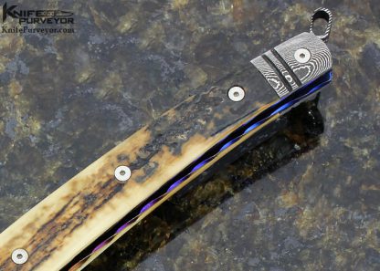 Mark Holson Custom Knife Unsigned Attributed to Mark Holson Damascus Linerlock - Image 3