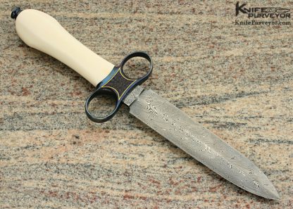 Bailey Bradshaw Custom Knife Sole Authorship Engraved, Damascus Ring Guard Dagger with 24Kt Gold Inlays - Image 5