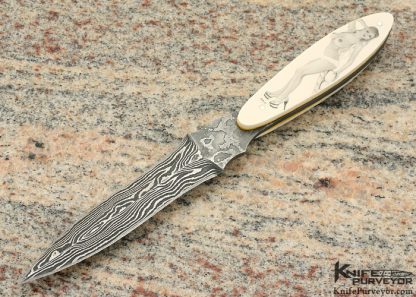 Ron Luebke Jr. Custom Knife Scrimshawed Pre-ban Elephant Ivory