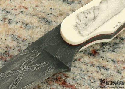 Ron Luebke Jr. Custom Knife Sole Authorship Scrimshawed Pre-ban Elephant Ivory Miniature Hunter - Image 2