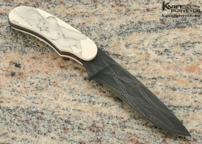 Ron Luebke Jr. Custom Knife Sole Authorship Scrimshawed Pre-ban Elephant Ivory Miniature Hunter - Image 4