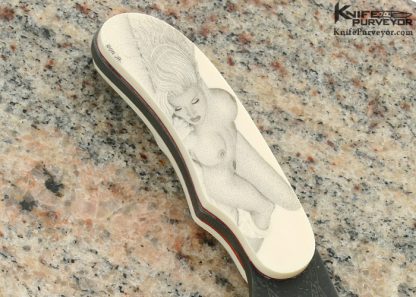 Ron Luebke Jr. Custom Knife Sole Authorship Scrimshawed Pre-ban Elephant Ivory Miniature Hunter - Image 5