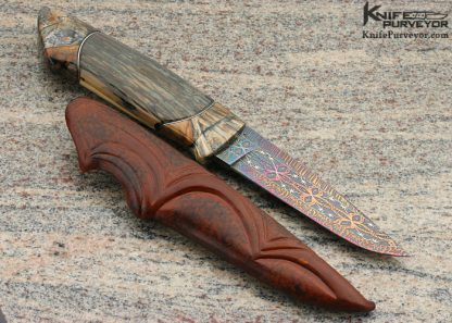 Thomas Lofgren Custom Knife "Ancient Flames" Multi-colored Conny Persson Mosaic Damascus  over Hidden Tang - Image 4