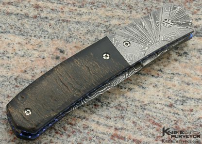 Mel Pardue Custom Knife Fluted Damascus and Horn Linerlock - Image 3