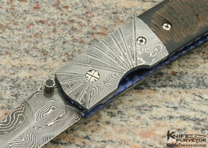 Mel Pardue Custom Knife Fluted Damascus and Horn Linerlock - Image 2