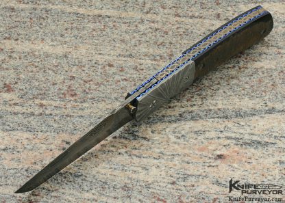 Mel Pardue Custom Knife Fluted Damascus and Horn Linerlock - Image 4