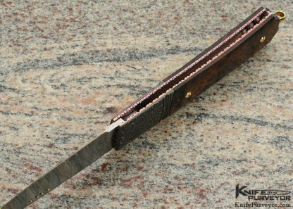 Howard Hitchmough Custom Knife Damasteel, Devin Thomas "Spirogrpah" Damascus & Desert Ironwood Midlock - Image 6