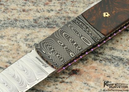 Howard Hitchmough Custom Knife Damasteel, Devin Thomas "Spirogrpah" Damascus & Desert Ironwood Midlock - Image 2