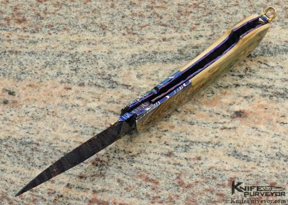 Stephen Olszewski Custom Knife Blued Mosaic Damascus Linerlock - Image 5