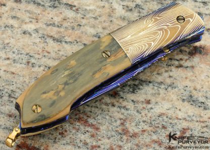 Stephen Olszewski Custom Knife Blued Mosaic Damascus Linerlock - Image 3