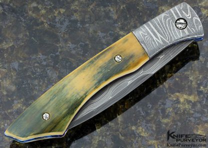 Chuck Gedraitis Custom Knife Mosaic Damascus Automatic Linerlock - Image 3