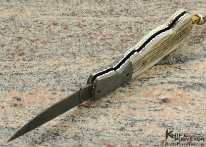 Mike "Whiskers" Allen Custom Knife Damascus & Giraffe Bone Lockback - Image 5